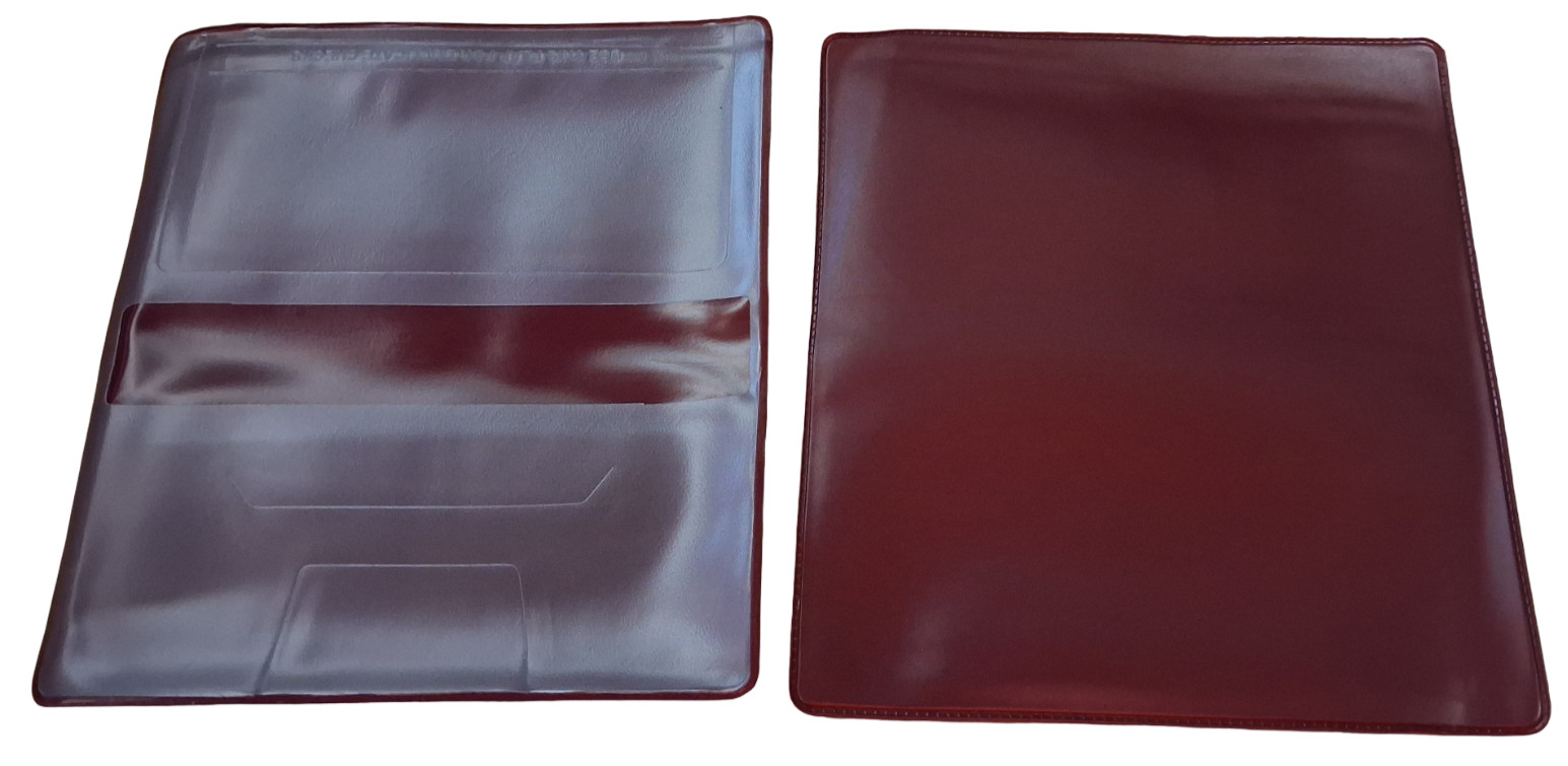 Burgundy Vinyl Checkbook Cover Standard Top Stub 6- 1/4″ x 3-3/8″ New