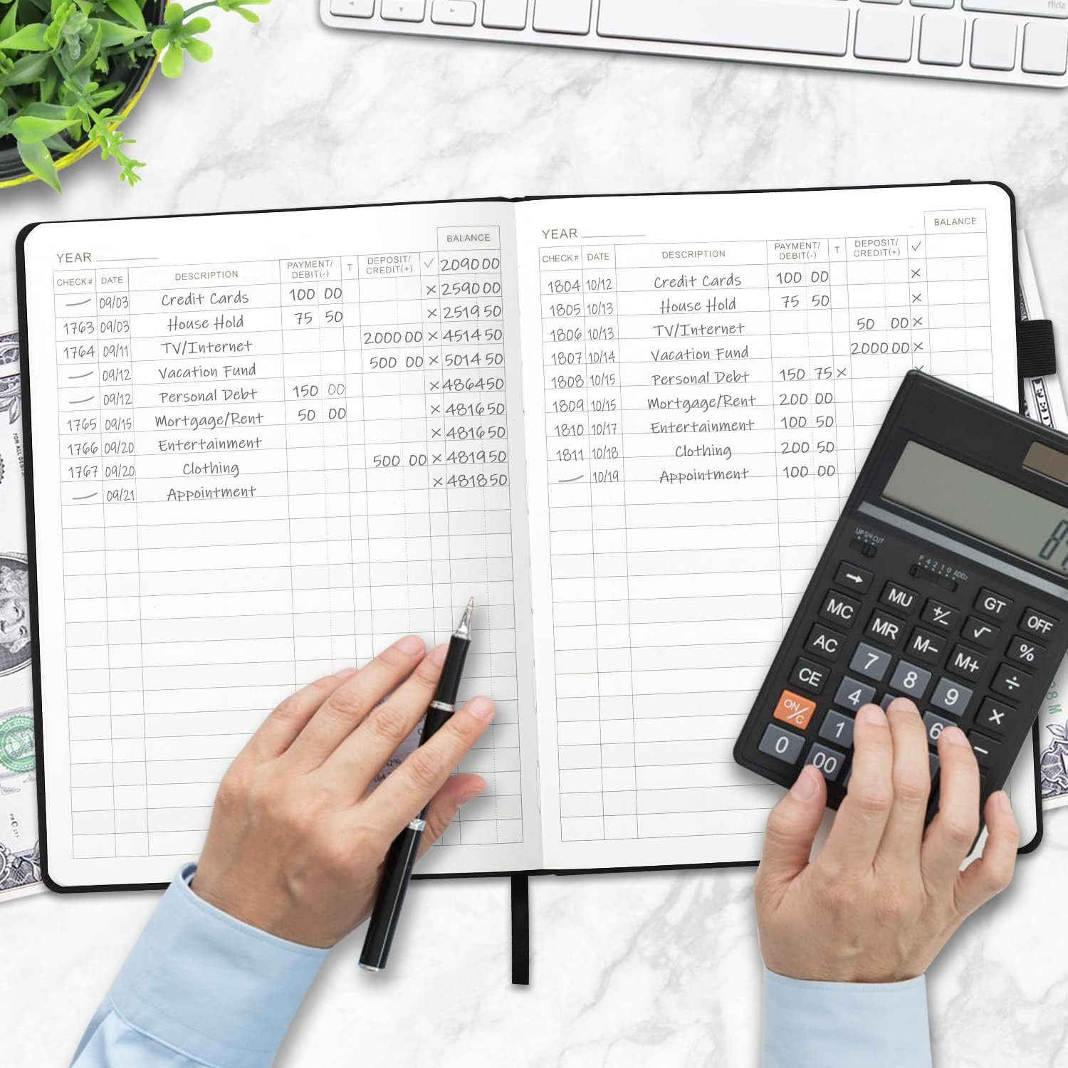 Hardcover Check Registers for Personal Checkbook(7.5X10″), Large Accounting L…