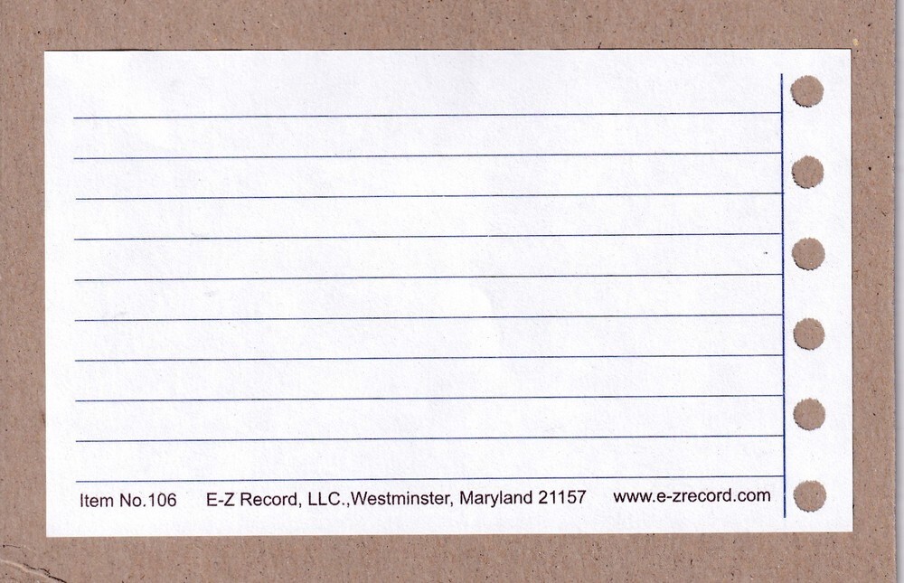 EZ Record brand Item No. 106 ruled forms – 3″ X 5″ – New – 50 per pack