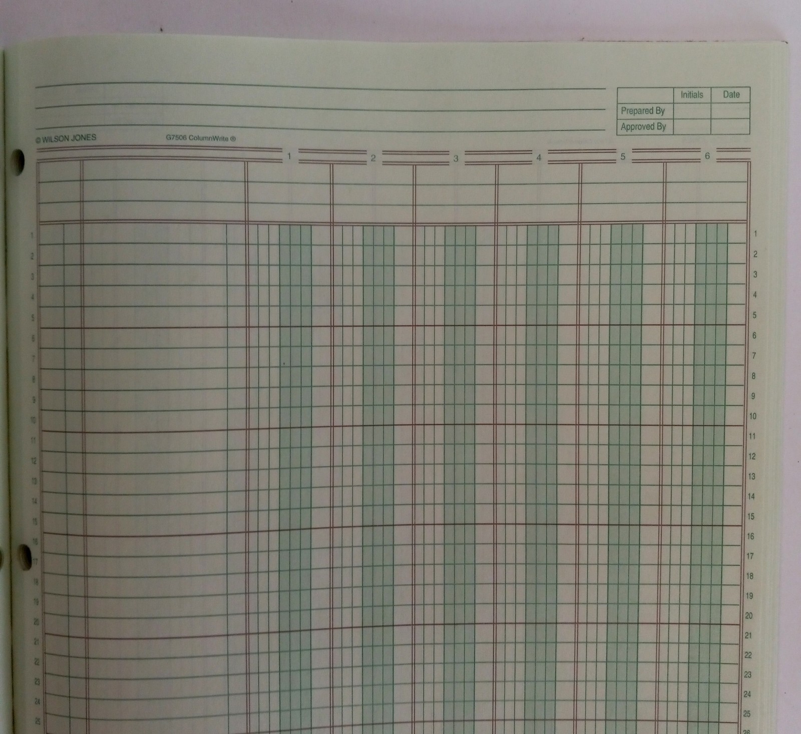 Ledger Pad 6 Columns 8.5 x 11 inch 50 Sheets Blank Lot of 2