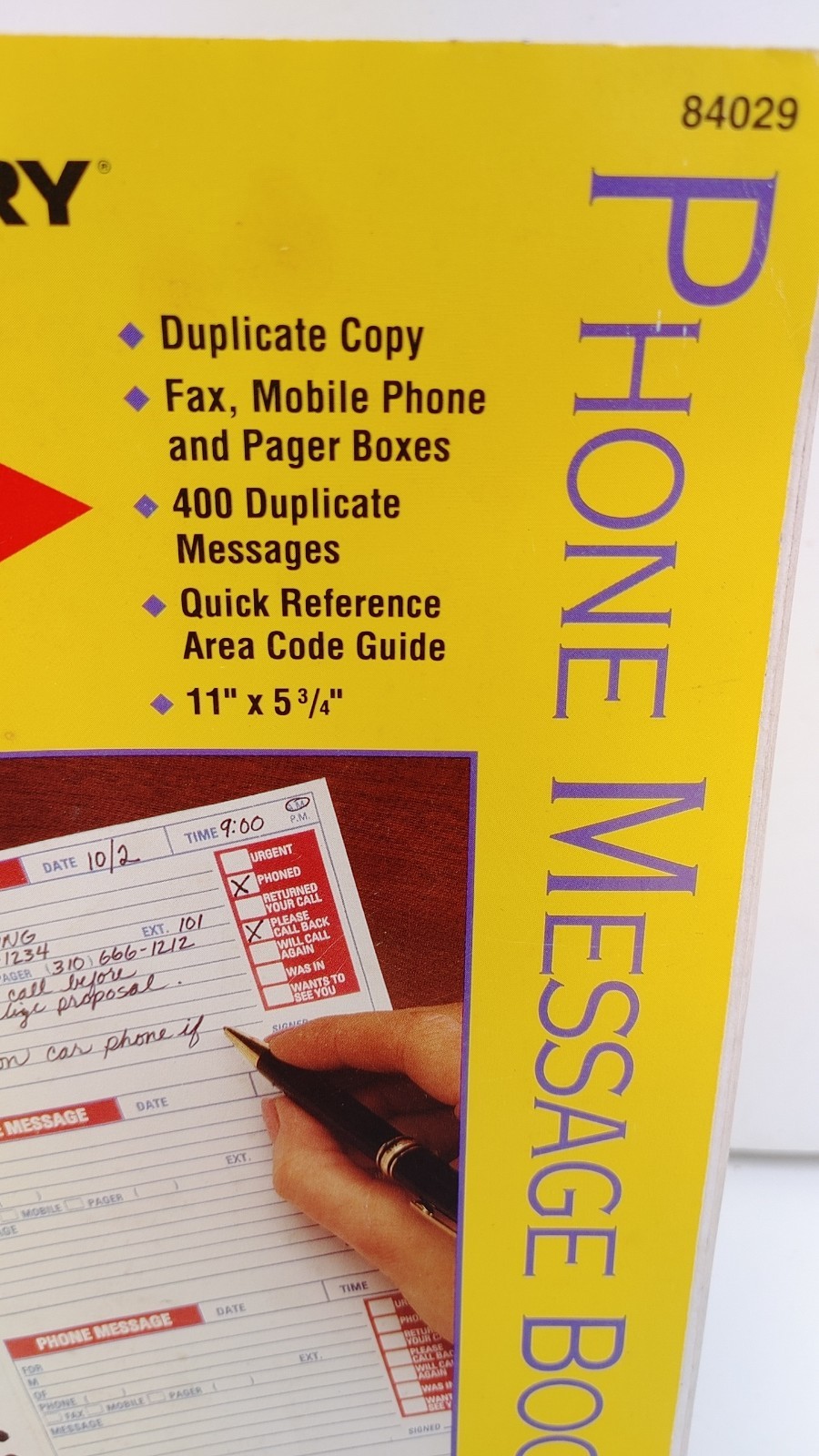 Vintage Avery Phone Message Book 400 Duplicate Copy Yellow Spiral Bound NOS