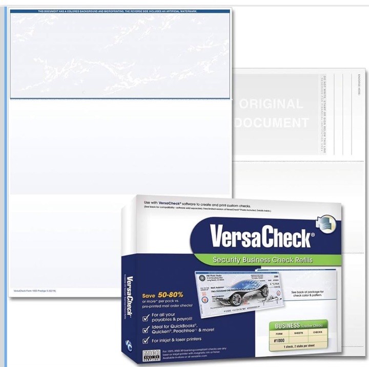 VersaCheck Check Refills Business Voucher Checks Form #1000 Prestige 500 Sheets