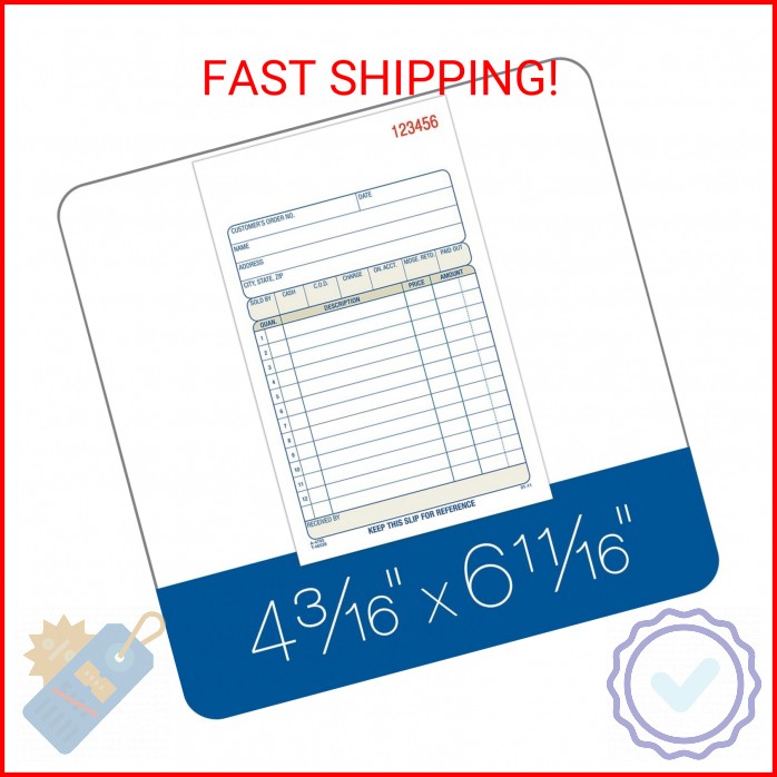 Adams Sales Order Book, 3-Part, Carbonless, 4-3/16″ X 7-3/16″ Inch, 50 Sets, Whi