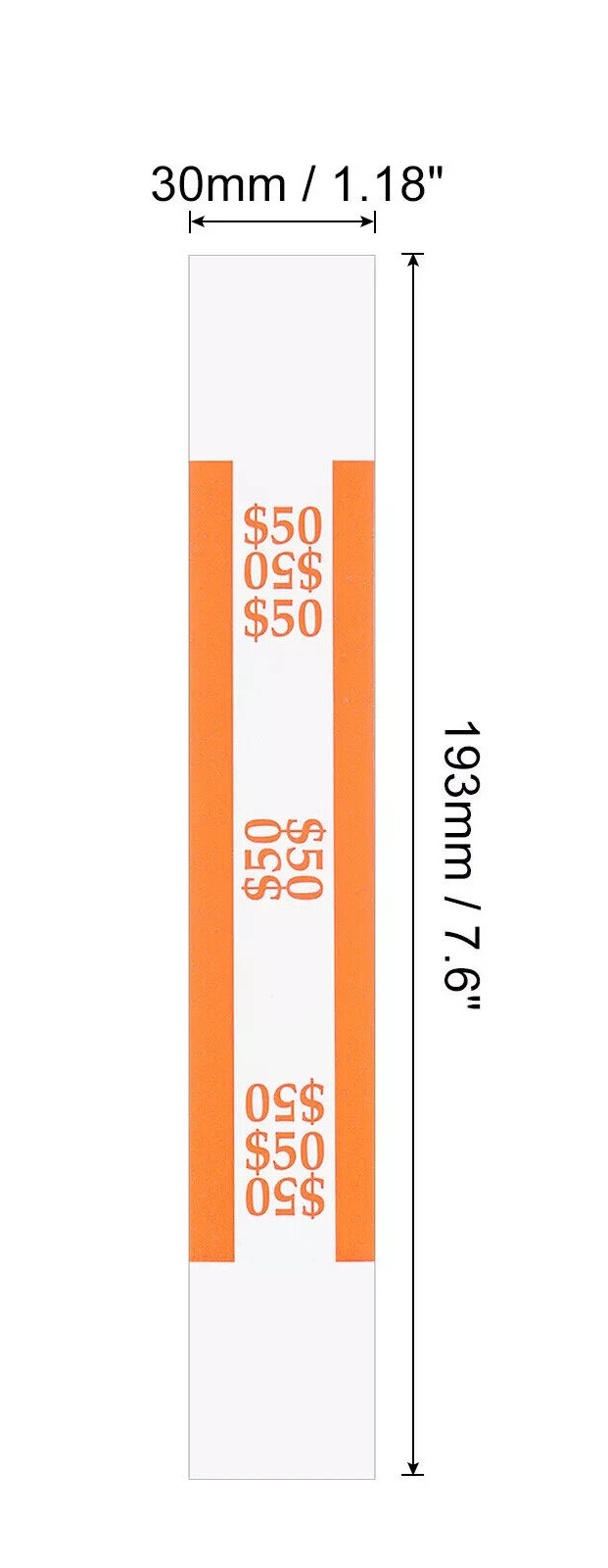 10 Self-Sealing Orange Bill Straps Holds $50 Bill Wrappers Currency Bands