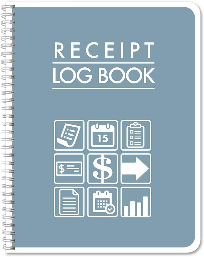 100 Page Receipt Log Book for Business Use, Durable Travel-Friendly Design