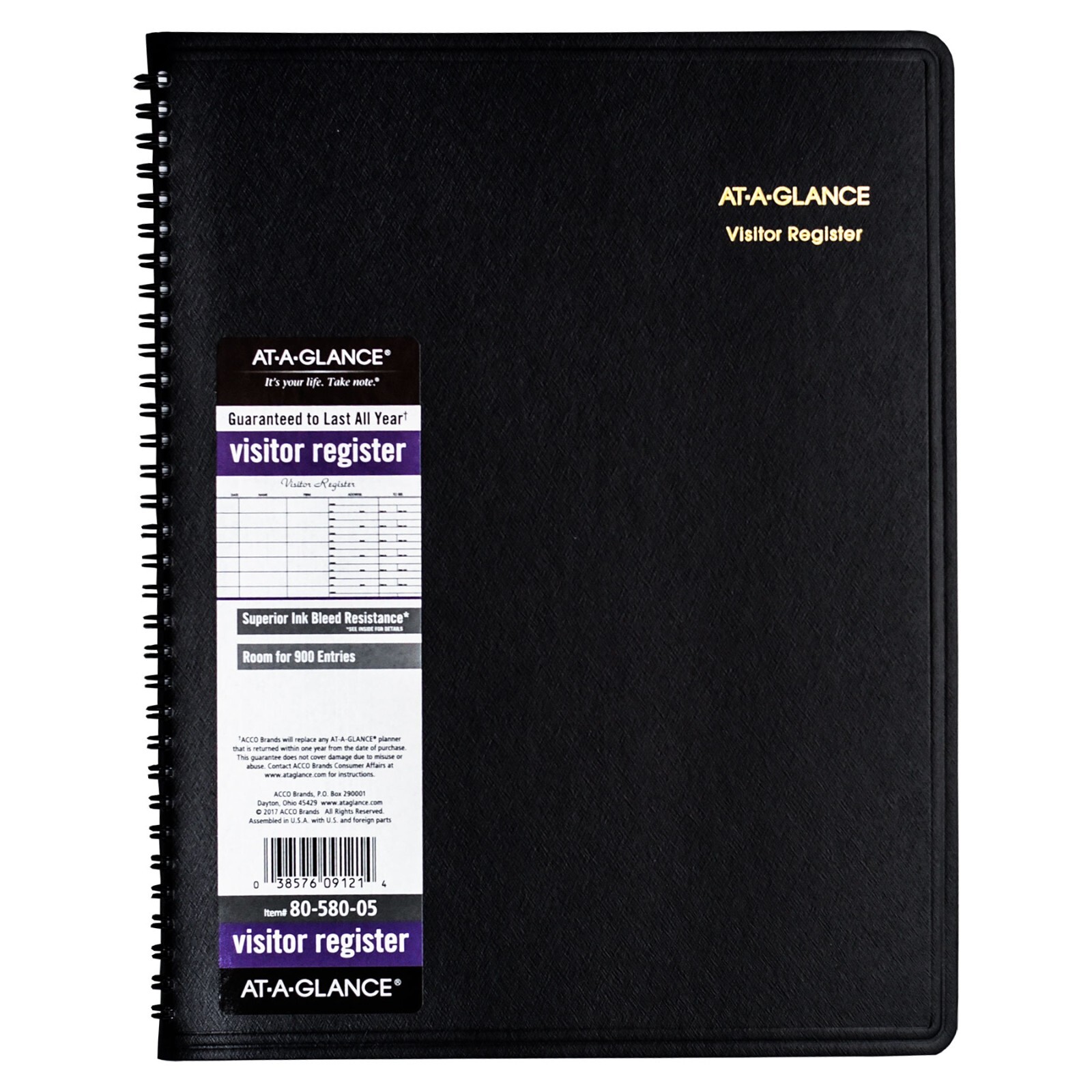 At-A-Glance 80-580, 80-580-05 Visitor Register, 8-3/8 x 10-7/8″