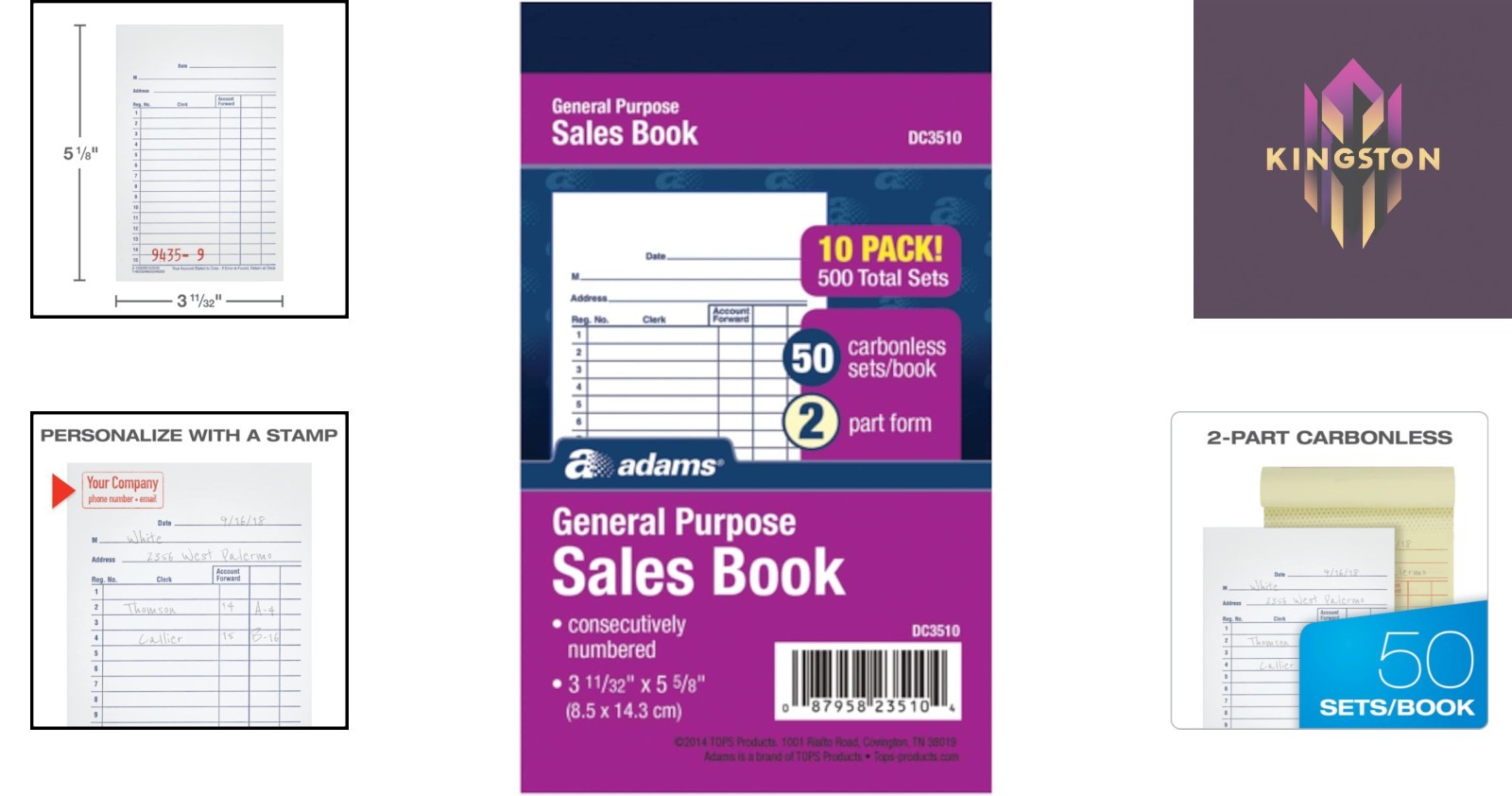 10 Pack Carbonless Sales Book – 2-Part, White/Canary for Efficient Transactions