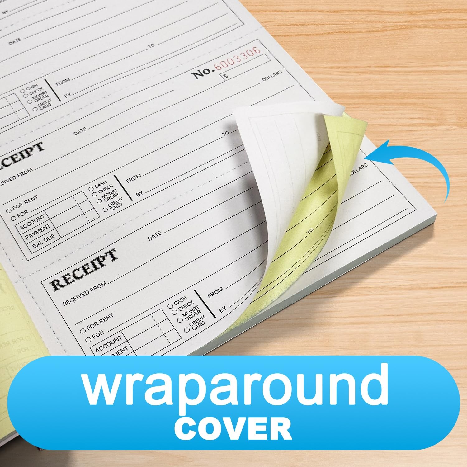 6-Pack Large Cash & Rent Receipt Books, Better Office Products, 2-Part Carbon…