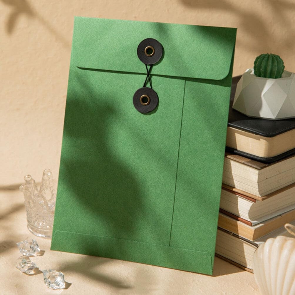 SHINEOFI 6pcs Kraft String Envelope File 23.00X16.00X0.10CM, Assorted Color