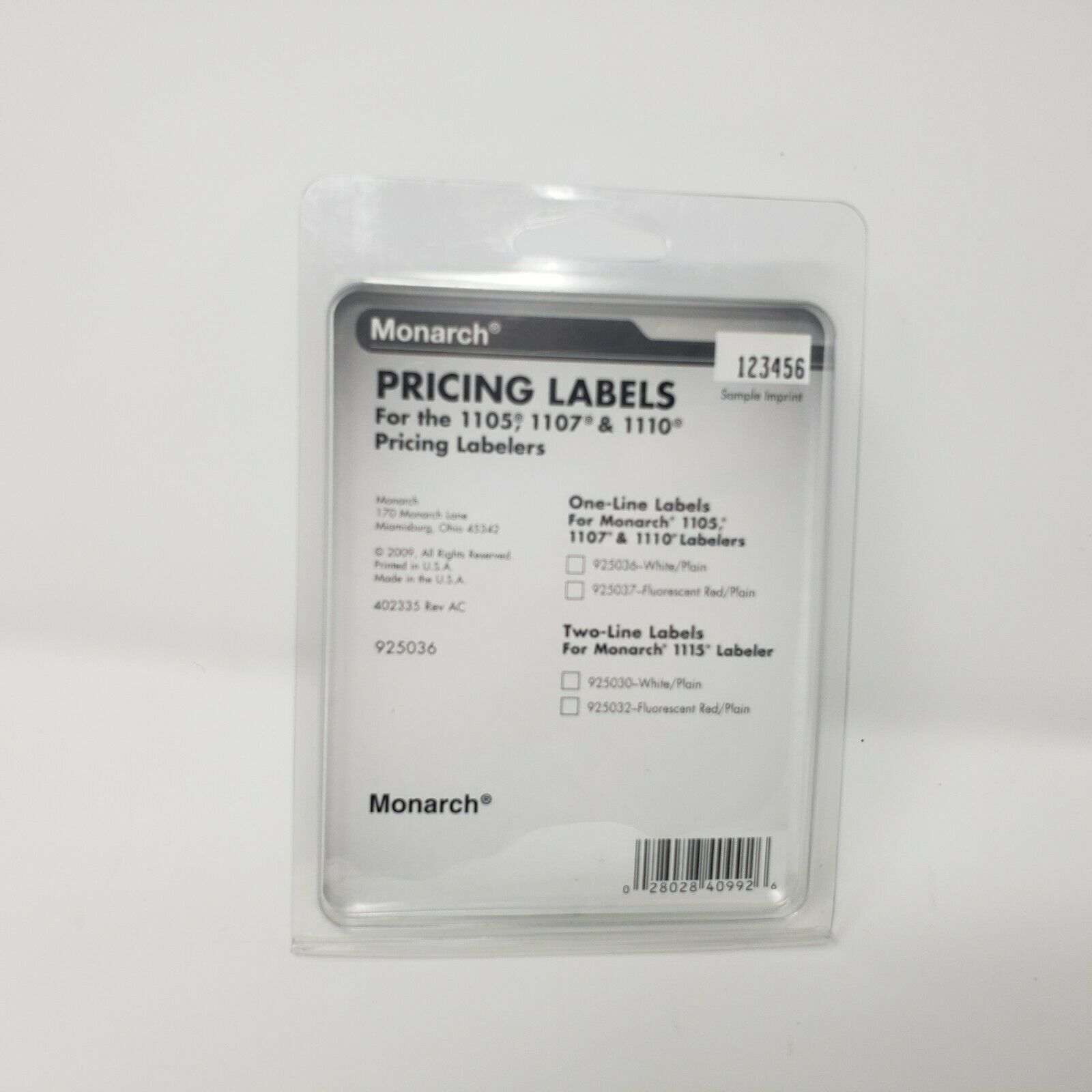3 pack rolls Monarch Labels Model 1105 1107 1110 1Line 47/64″x25/64″ RED 925037
