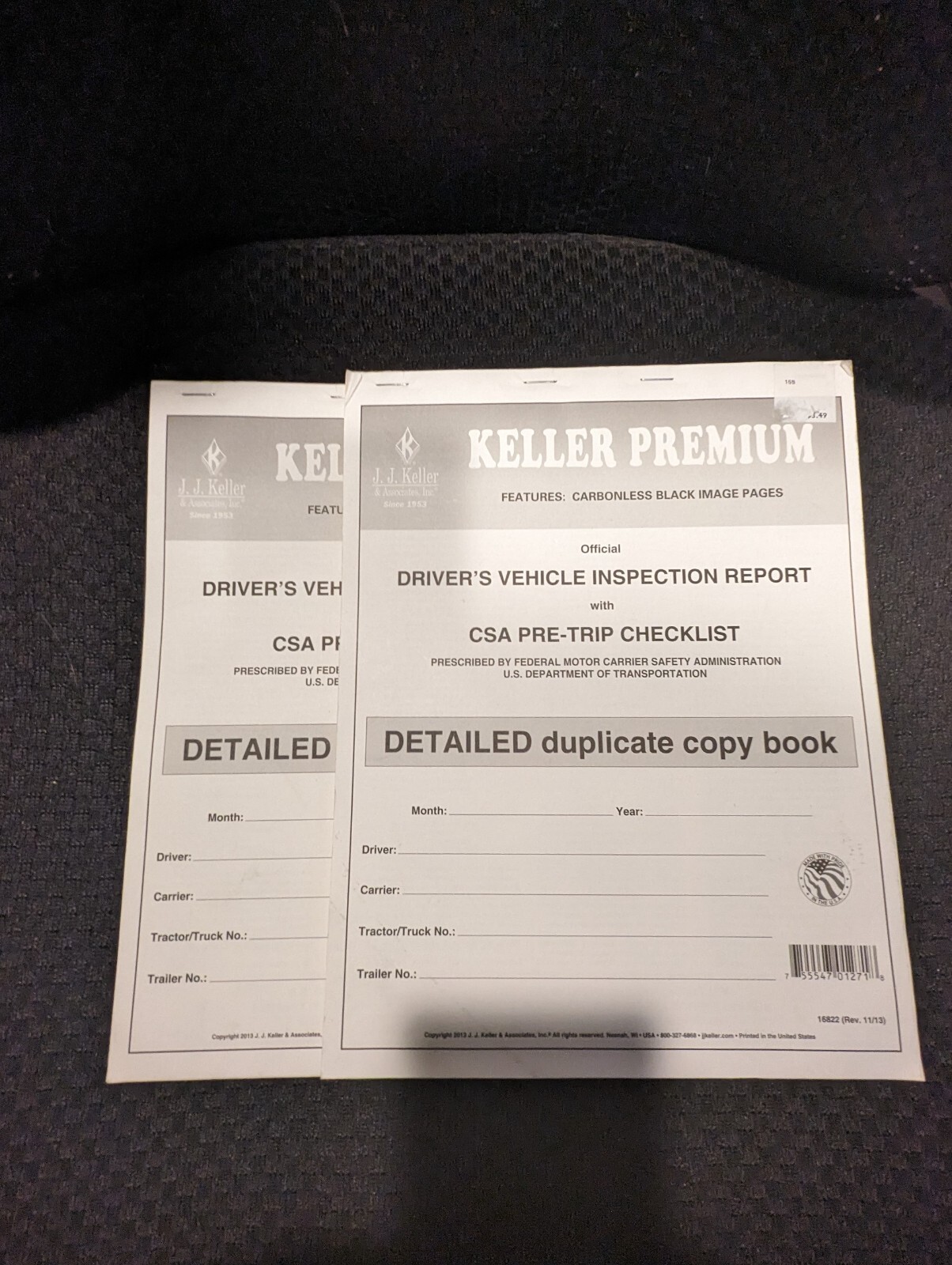 J.J. Keller Detailed Driver’s Vehicle Inspection Report w/CSA Checklist, Book