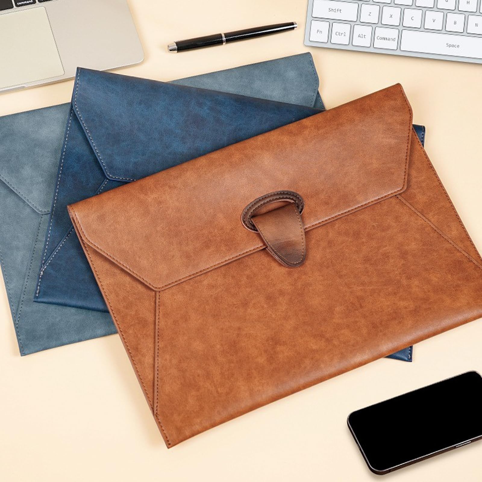 VANRA PU Leather File Folder Document Organizer Holder Waterproof Brown