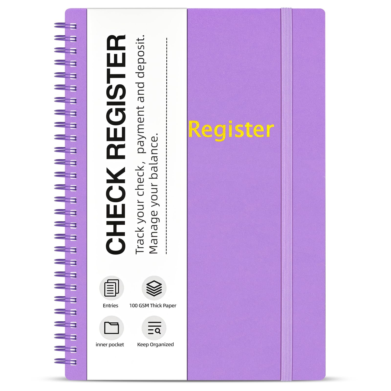 Check Register Ledger Book Personal Budget Planner 2744 Entries 7.5 x 10 Purple