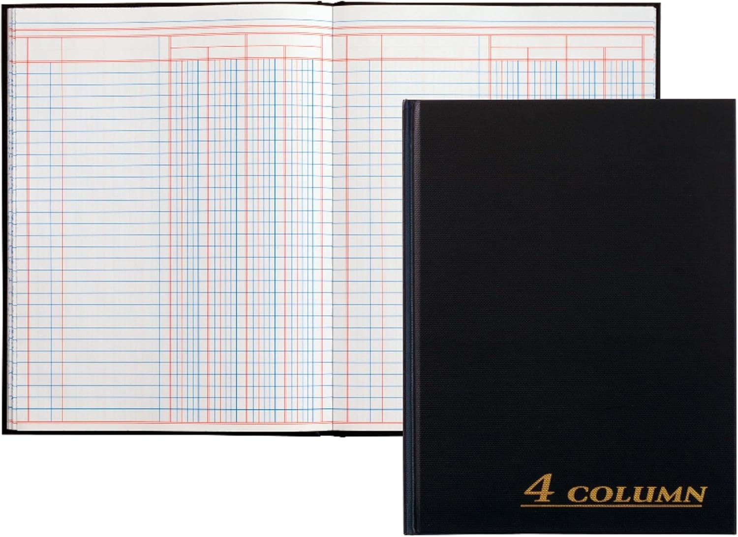 Adams Account Book, 4-Column, Black Cloth Cover, 80 Pages Per