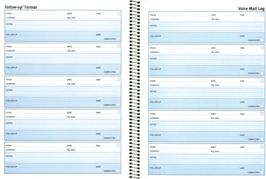Compact Follow-Up Voice Mail Log, 5 Messages, Perfect for Busy Professionals