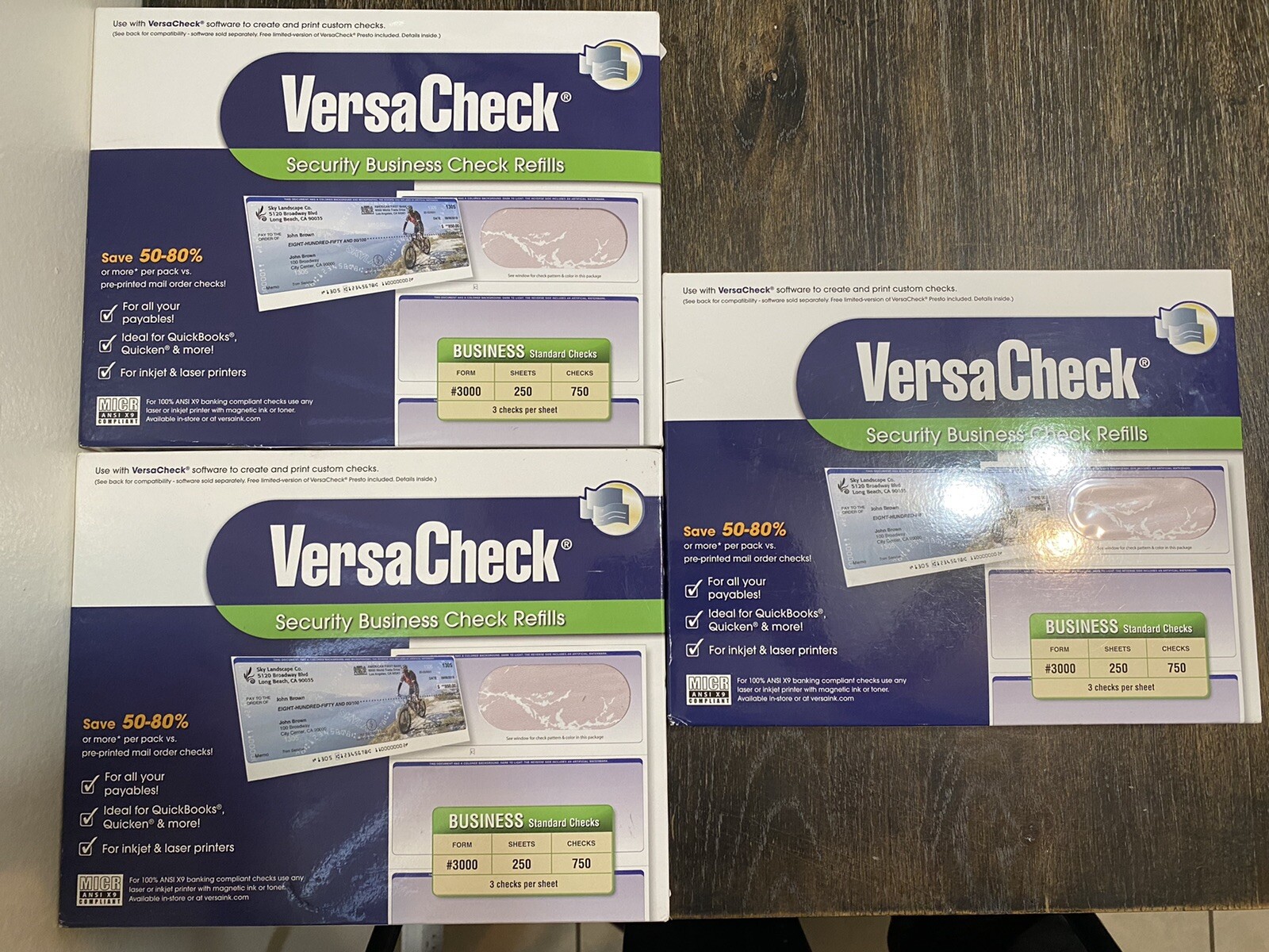 VersaCheck Security Business Check Refills 750 Standard Checks Form #3000
