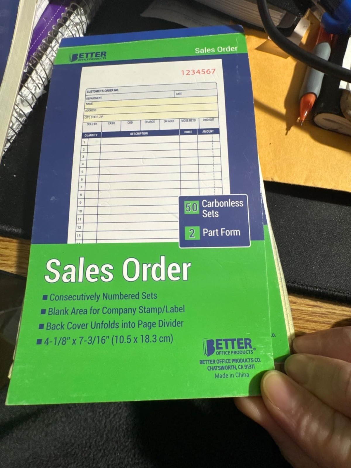 Sales Order Book 2 Part Carbonless 6 Pack Better Office Products 300 Sets Total
