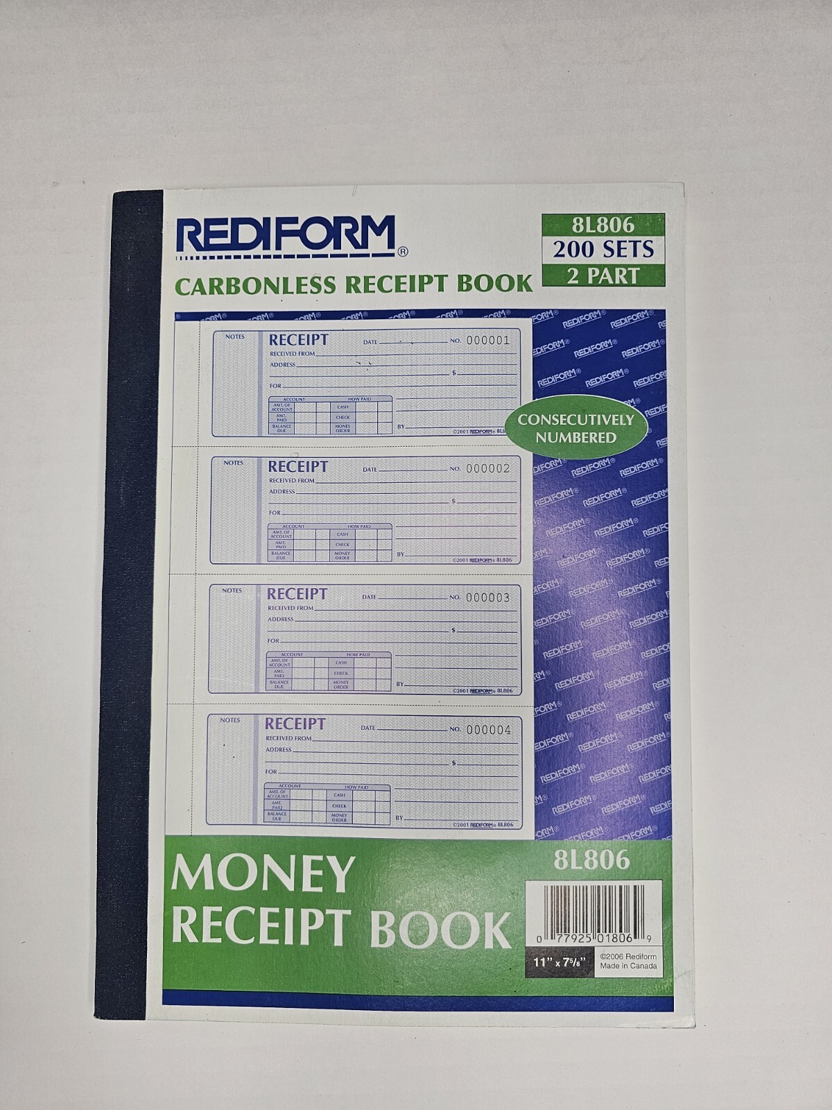 Rediform Money Receipt Book 8L806, NEW