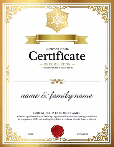 Professional Certificate Paper 8.5 x 11 for Printing, Diploma Paper, GOLD