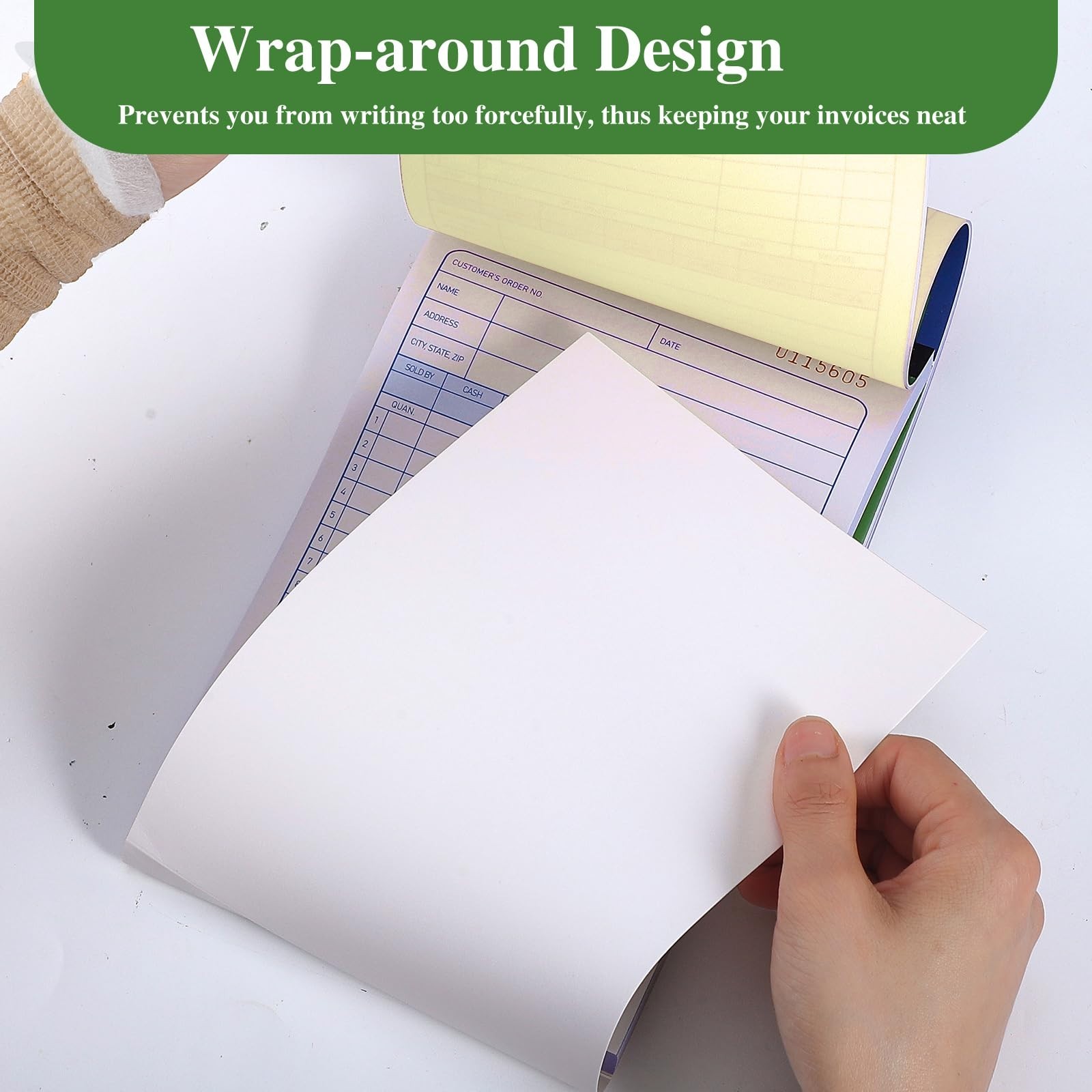 6 Pack Carbonless Receipt Book, 2-Part Order Book with Carbon Copies, 300 Sets