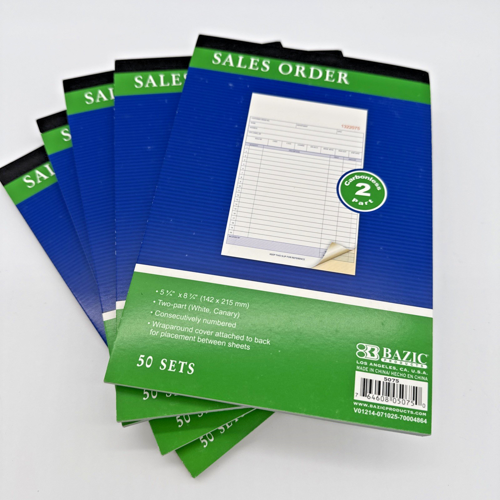 Bazic Invoice Sales Order Form Booklet – 50 Sets – 8.5″ X 5.5″ – Pack of 5