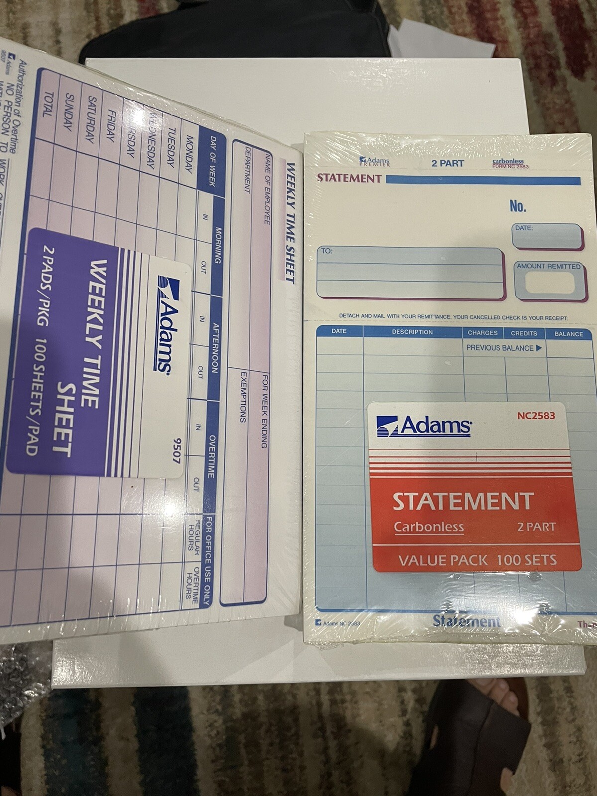 Adams Statement Forms & Weekly Time Sheet Made USA