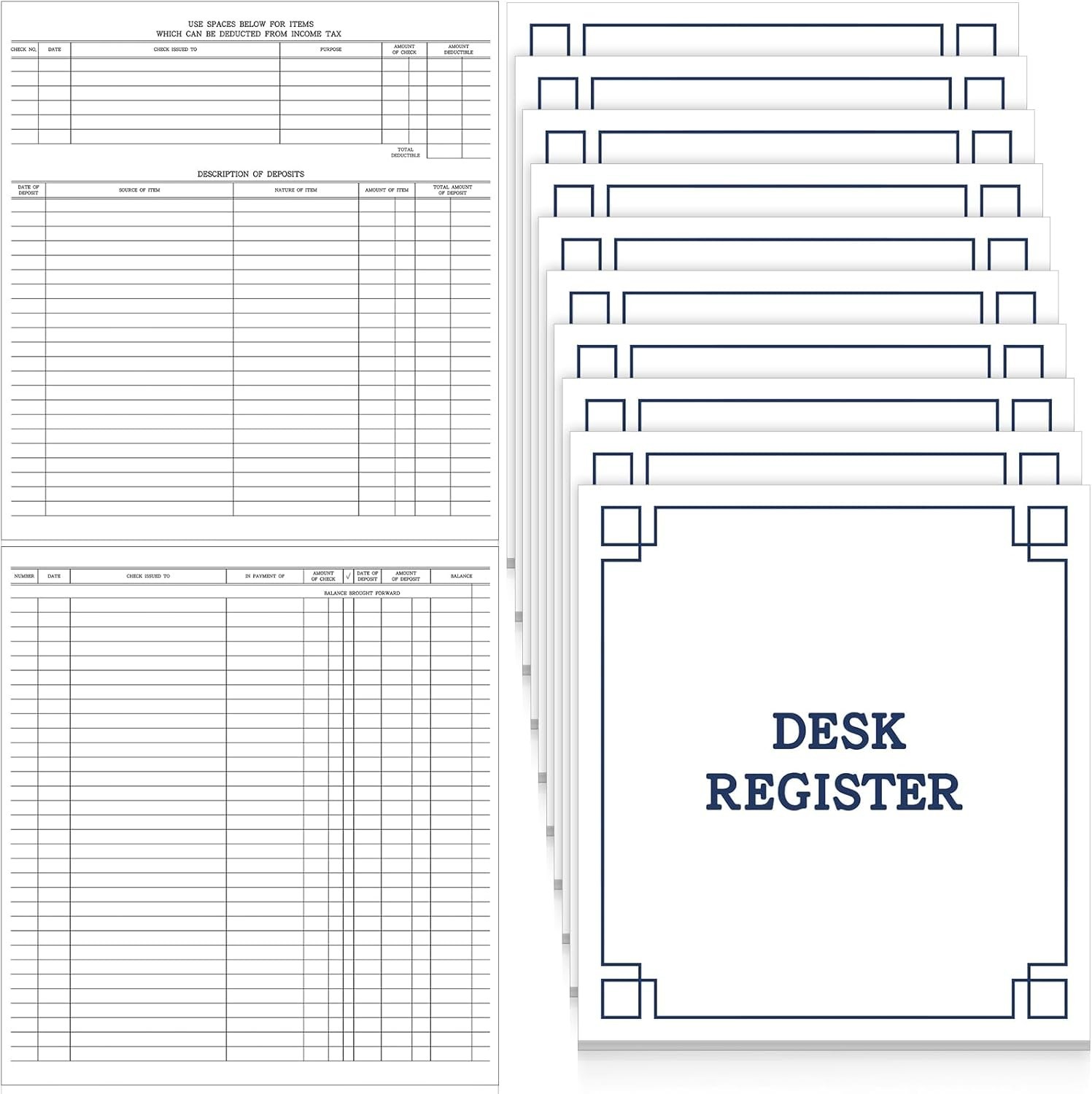 Elegant 10 Pcs Checkbook Transaction Registers – 8.5×9.25 Inch Ledger Set