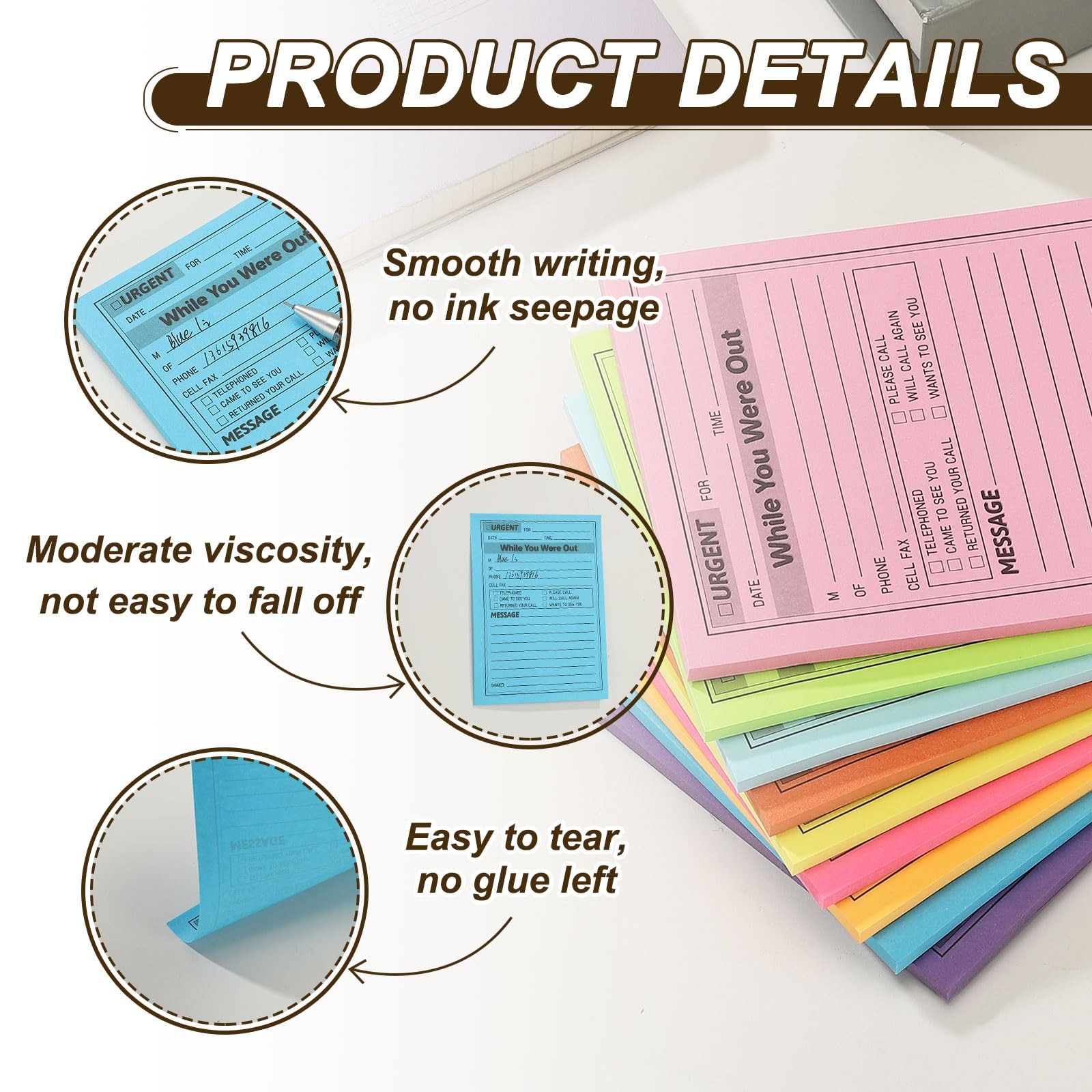 6 Pack While You were Out Message Pad, 4.25 x 5.5 Sticky Notes Notepads 50 Sh…