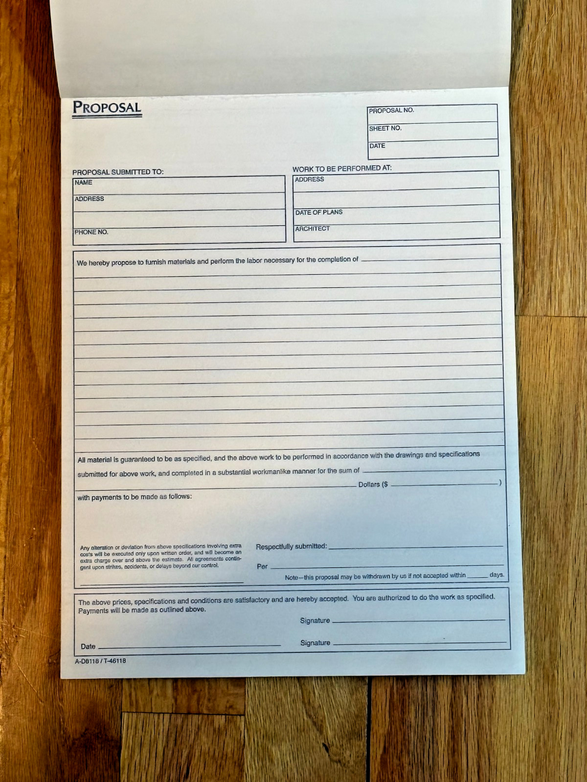 Adams Proposal Book, 2-Part, Contains Carbon, 8 3/8 x 11 7/16 Inches D8118