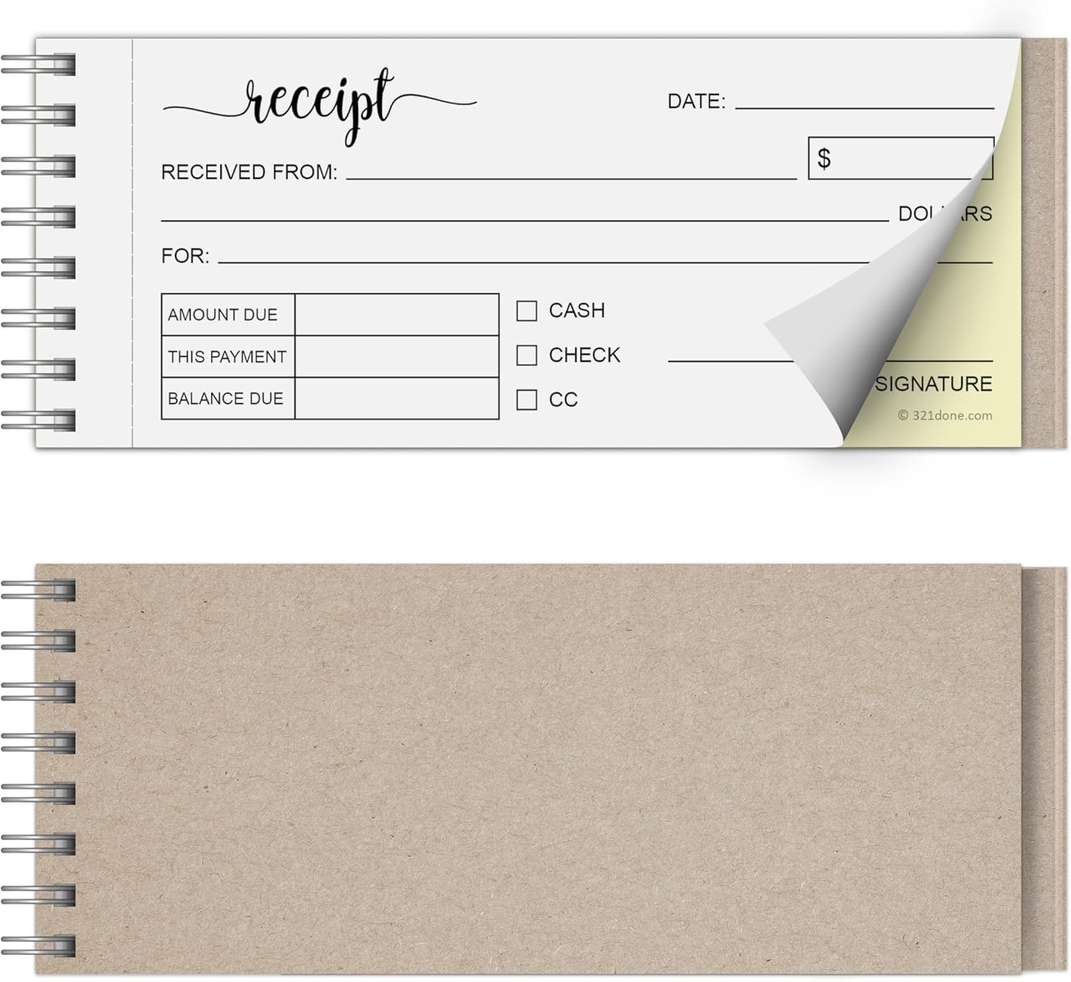 Receipt Book, 2-Part Carbonless Spiral Bound 2.75×6 – , 50 White/Yellow Pages…