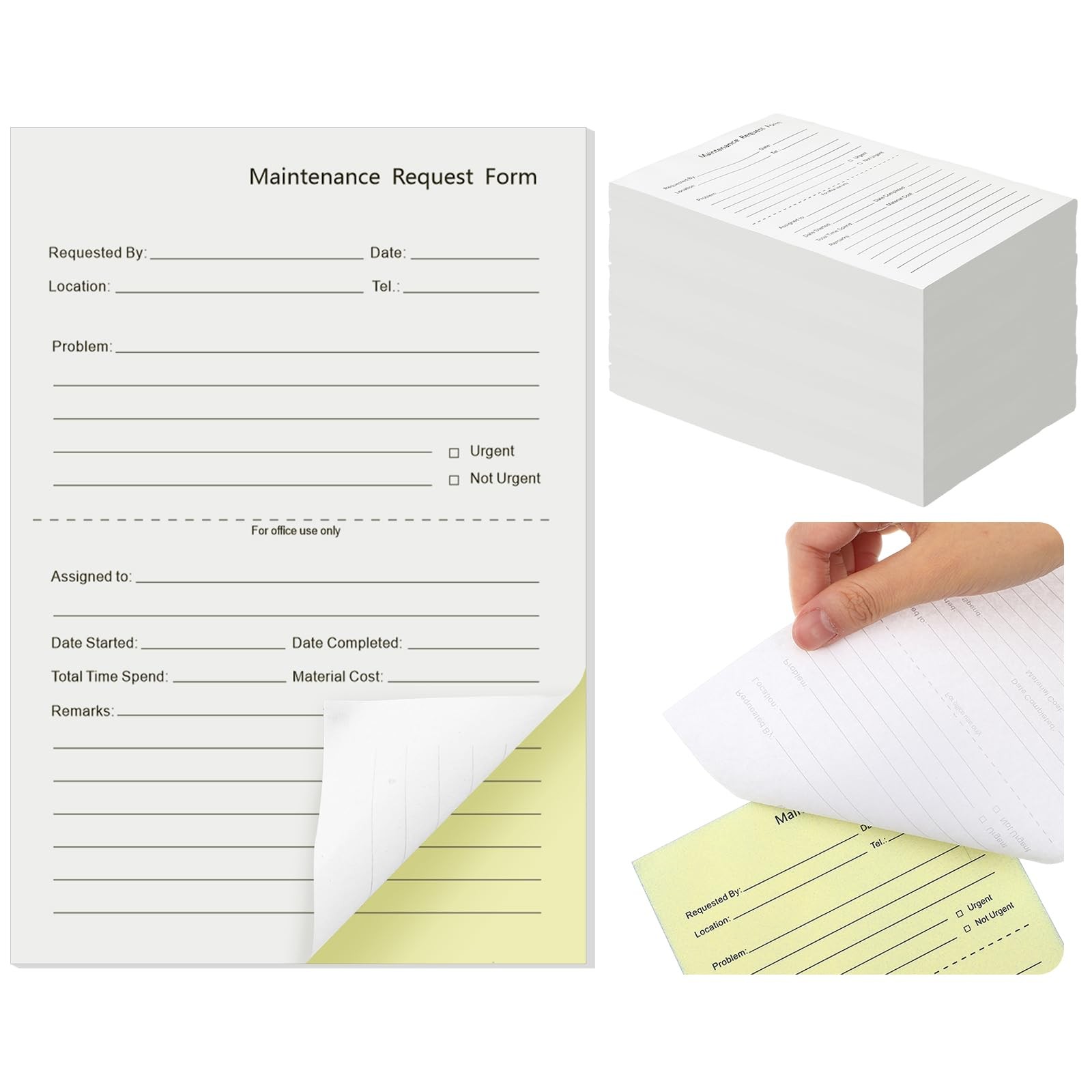 200 Sets Maintenance Request Book/Forms/Slips, 2 Part Carbonless, 4. 7 x 7. 1…