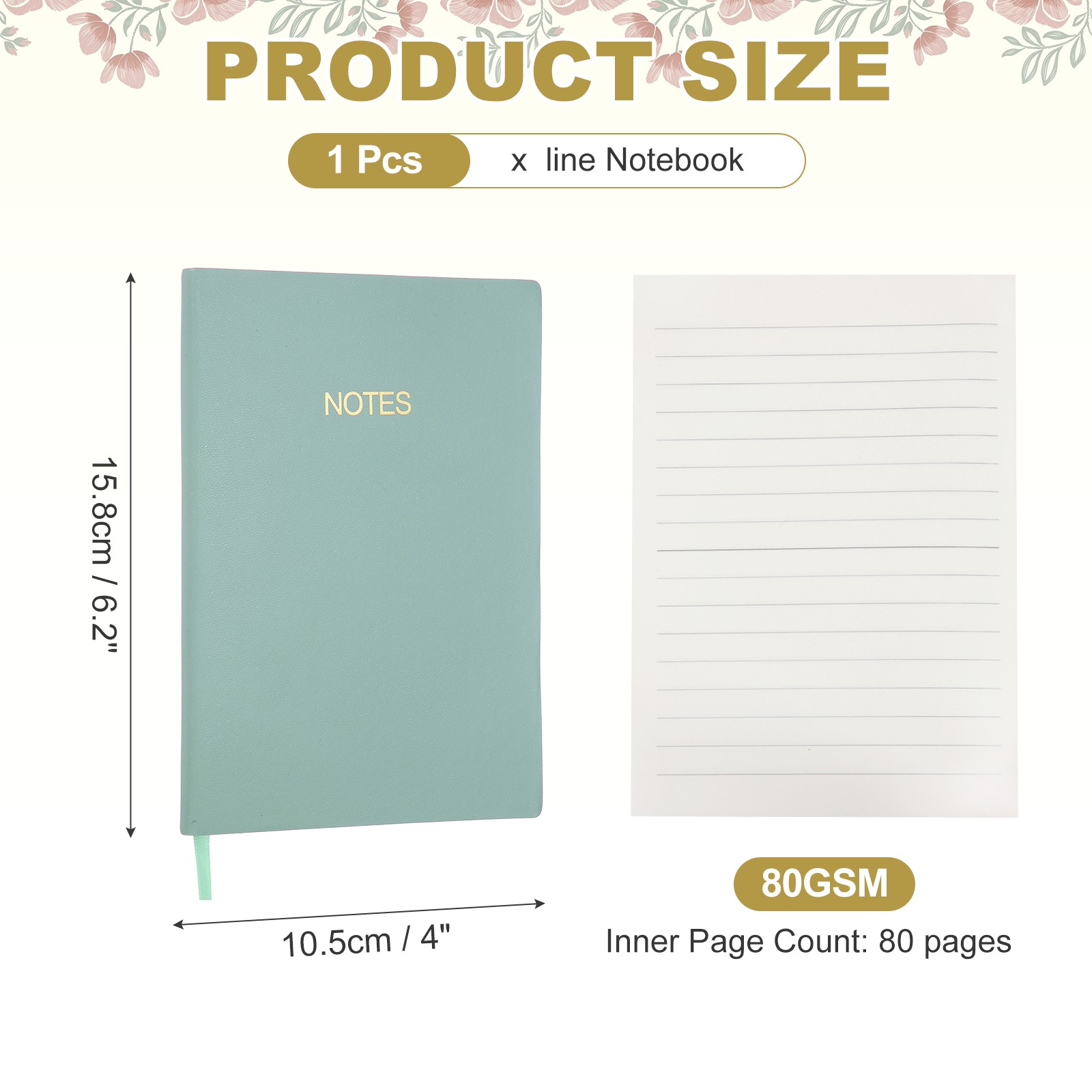 Line Notebook, C6 Pocket Journal Notebook, Light Blue