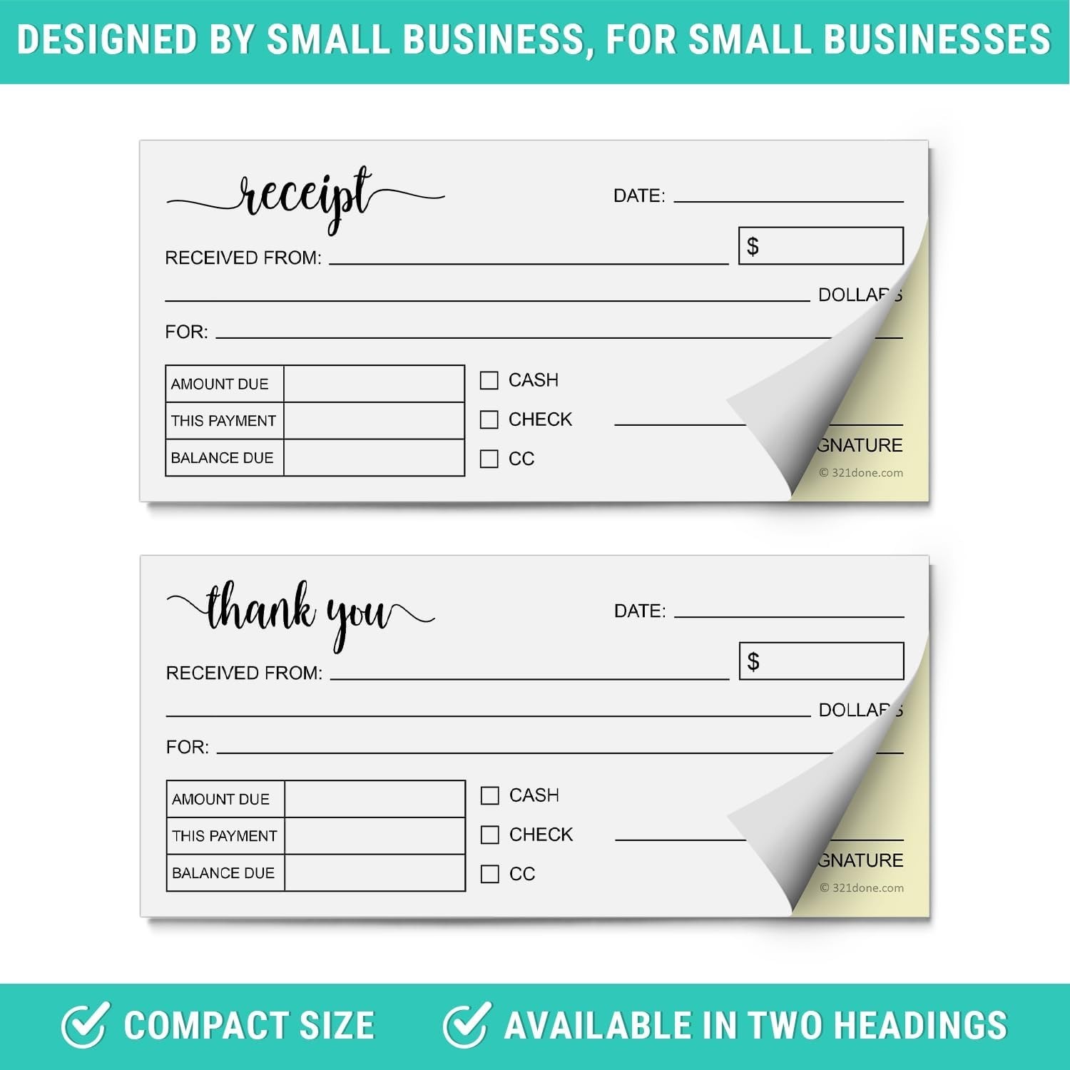 2.75×6 Pocket Size Carbonless Receipt Book – Stylish 50 Set Notepad for Boutique