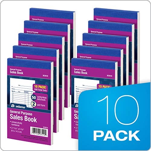 Adams General Purpose Sales Book, 2-Part, Carbonless, White/Canary, 3-11/32″ x