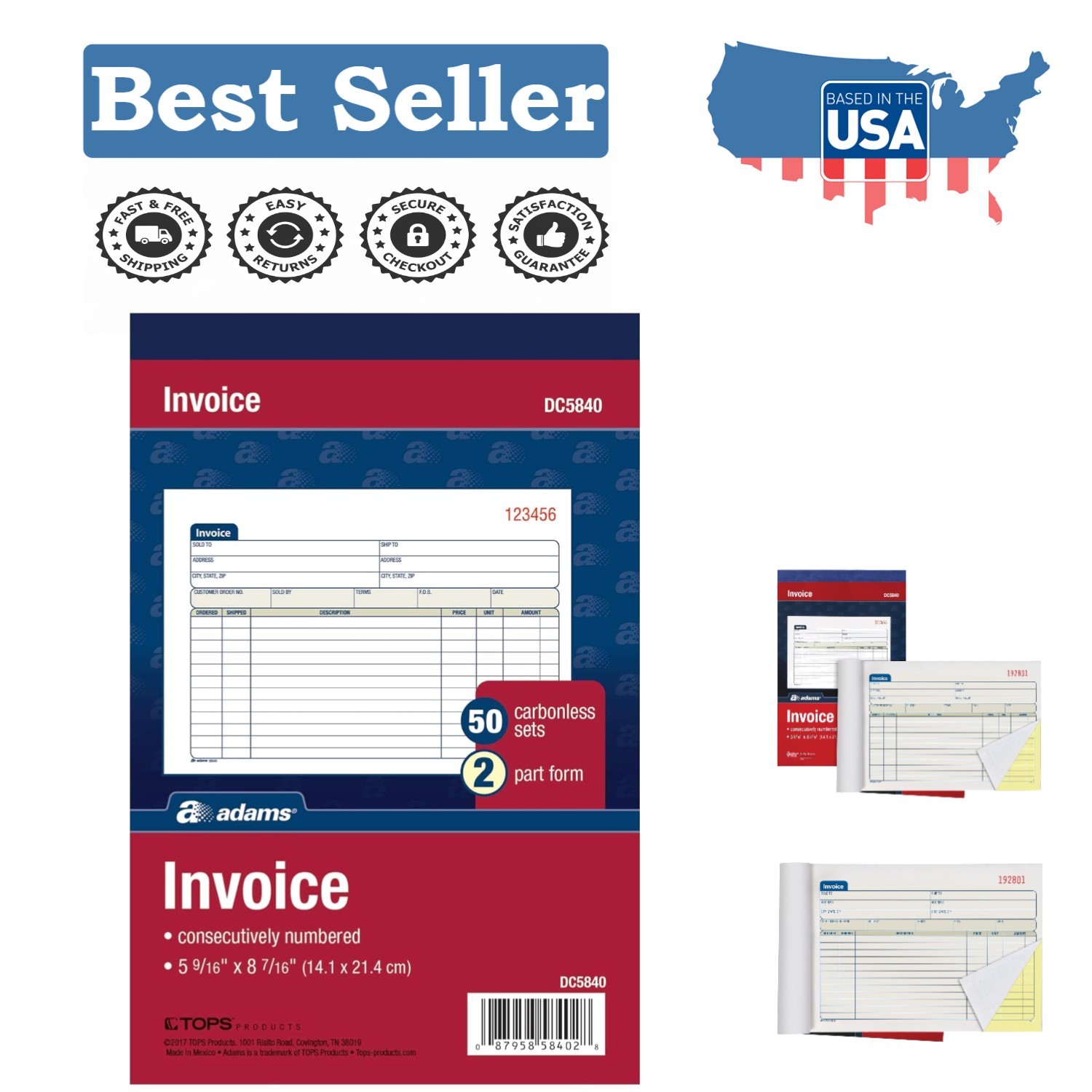 Durable 2-Part Invoice Book with Blue Ink – 50 Sets for Seamless Record Keeping