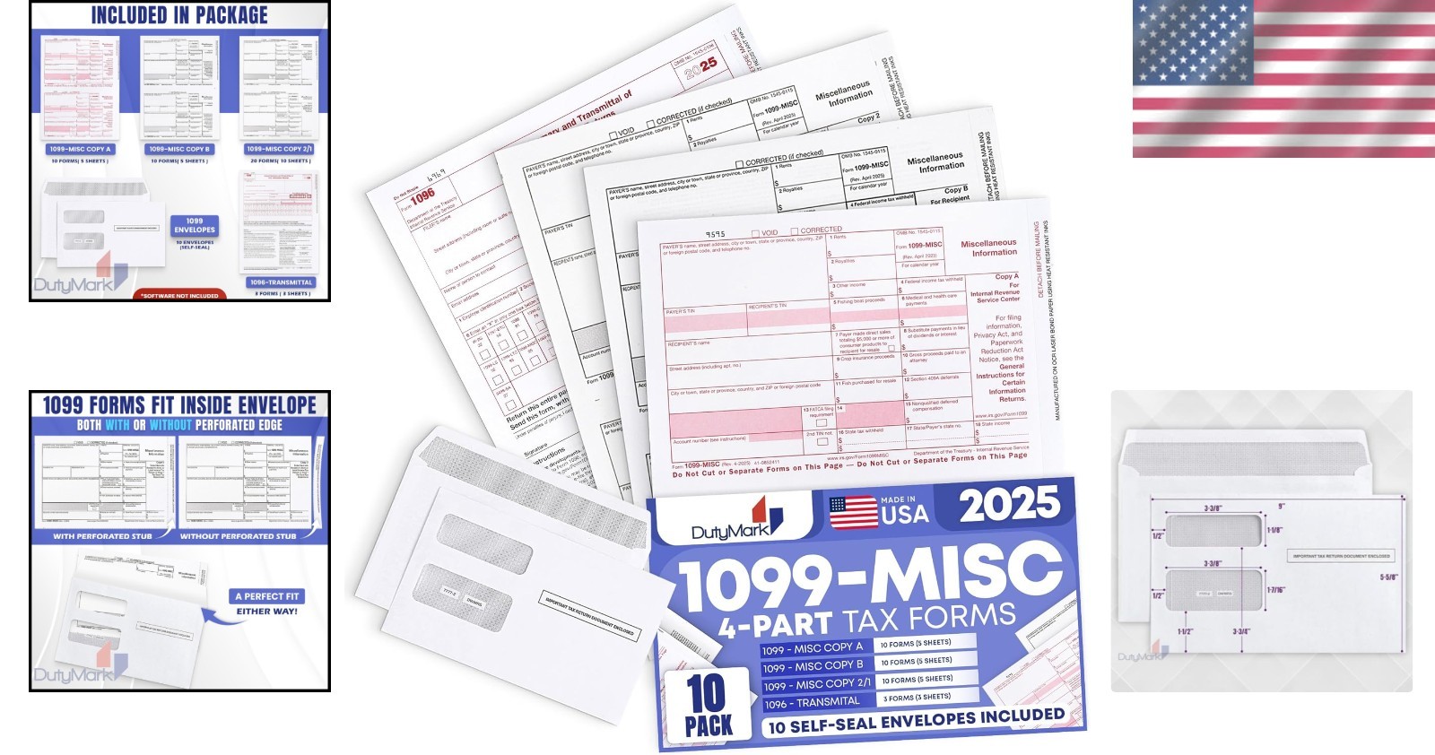 2025 DuryMark 1099 MISC Forms – Tax Kit with QuickBooks Compatibility
