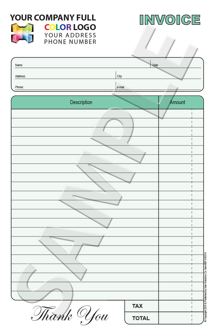 100 Color Custom Invoice / Sales Receipt / Estimate / Quote / Carbonless