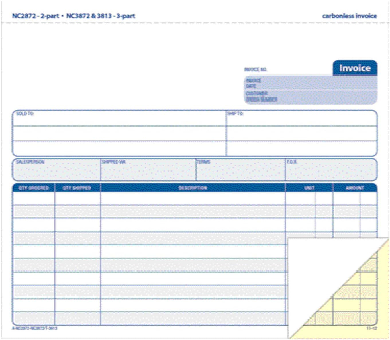 Invoice Book, 2-Part Carbonless, 8-1/2″ X 7-7/16″, 50 Sets per Book (NC2872), Wh