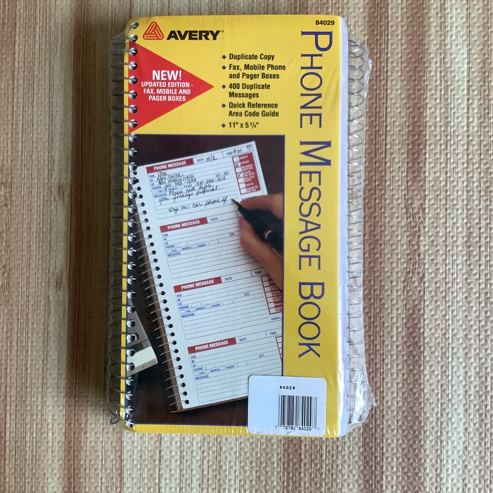 2ct Avery Spiralbound Phone Message Book Duplicate Carbon Copy Record 84029 NEW