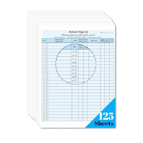 Patient Sign in Sheets, HIPAA Compliant, 125-Pack, Carbonless 3-Part Medical