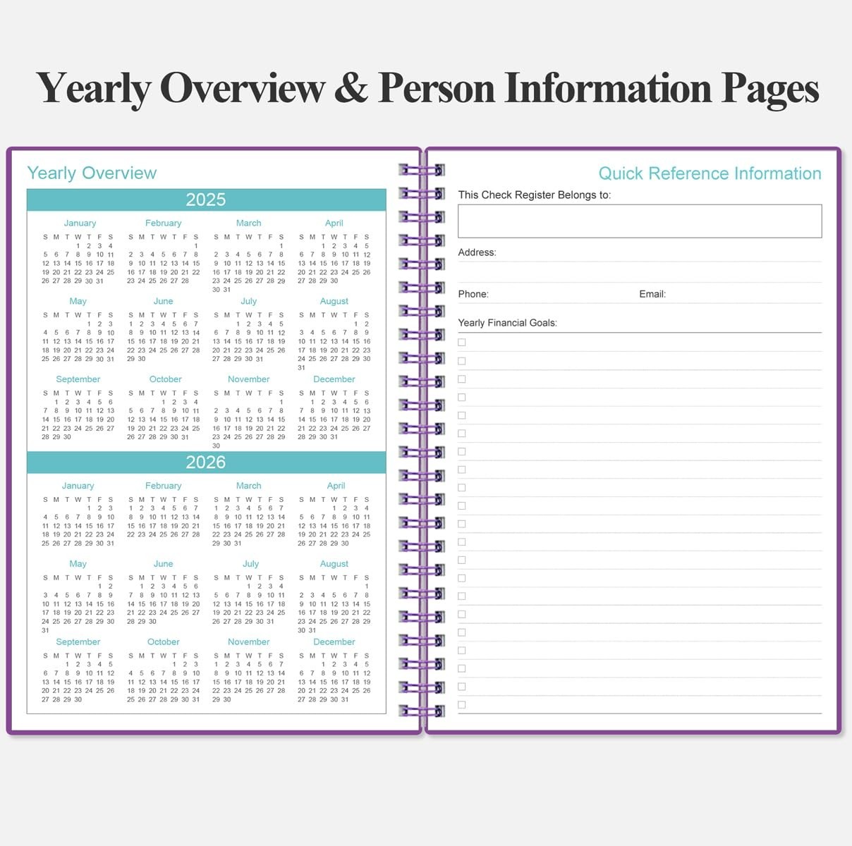 A5 Purple Check Register – Stylish Expense Ledger for Personal & Business Use
