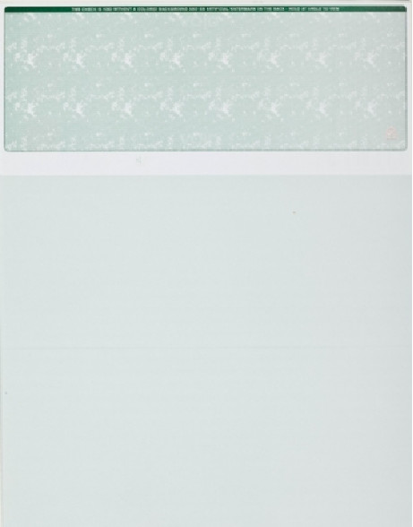 Blank Check Paper Stock – Computer Check On Top MARBLE GREEN Count 2500