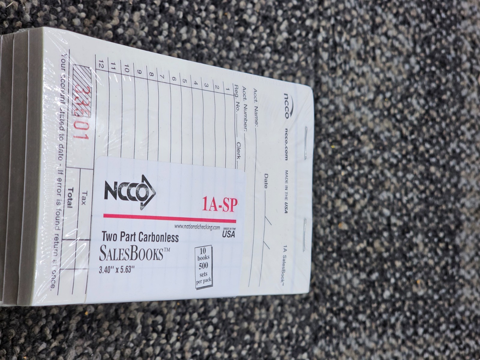 (5000 Pieces) NCCO 1A-SP Two Part Carbonless SalesBooks 3.40″ x 5.63″