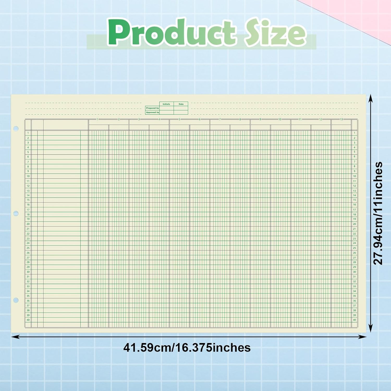 Fulmoon 5 Pack 250 Sheets Ledger Paper Accounting Columnar Pads 3 Hole Analysis