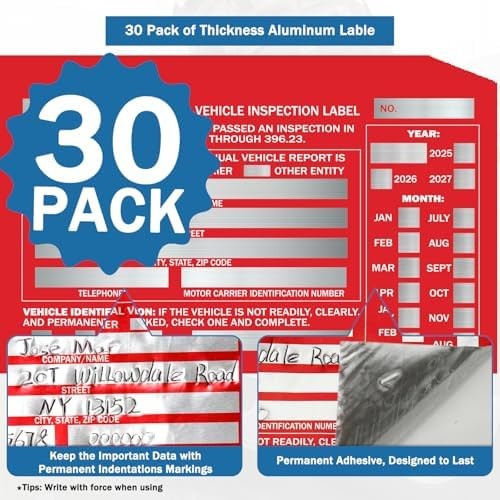 PUNCHMAN 30 Pack Annual Fleet Inspection Report Form & Red Aluminum Label, 3-…