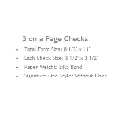 100 Sheets – 300 Checks Blank Check Stock Paper – Blue – Three (3) on a Page