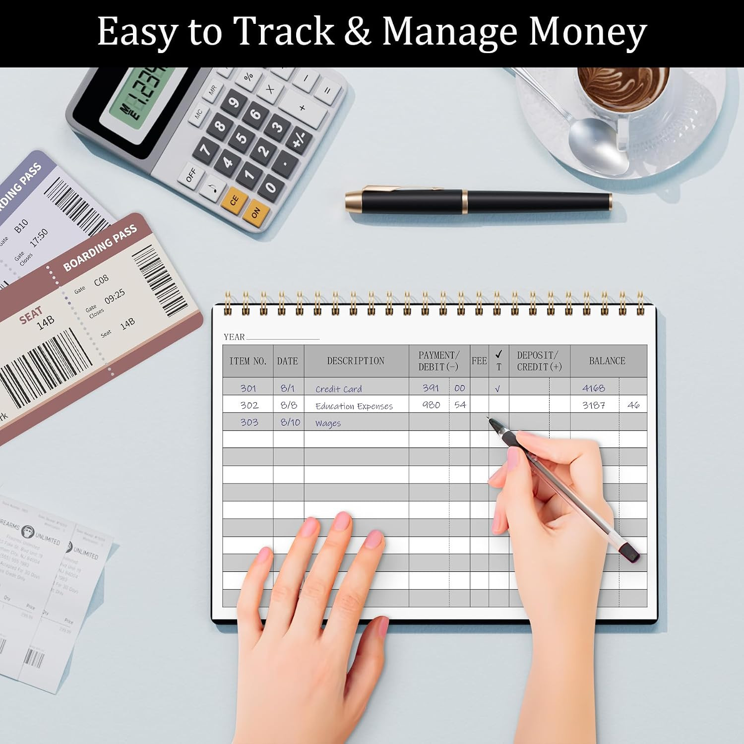 HAUTOCO Check Registers for Personal Checkbook, Transaction Expense Ledger Log B