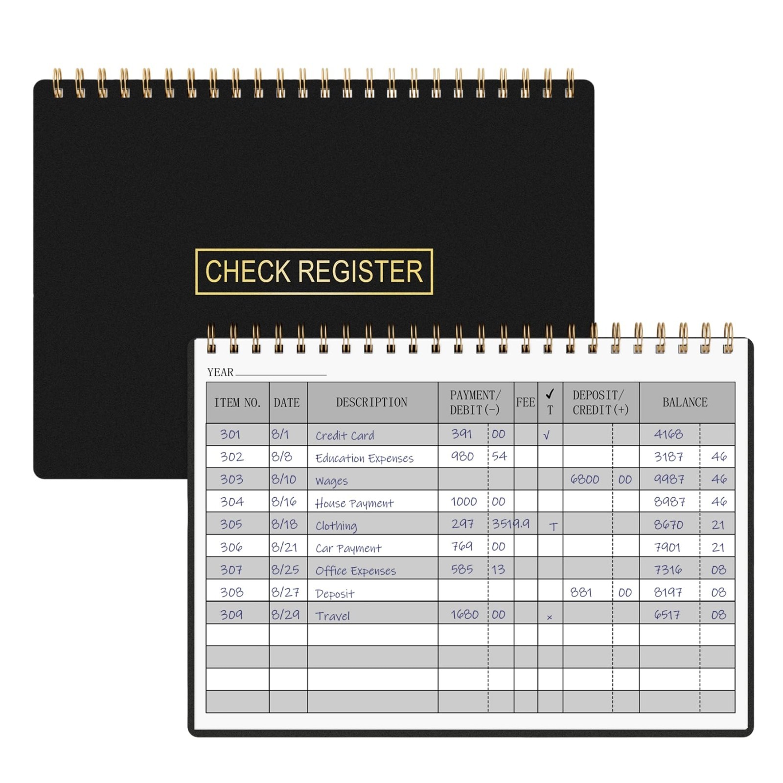 Check Registers for Personal Checkbook, Expense Ledger Log Book, 8.4 X 6.2”