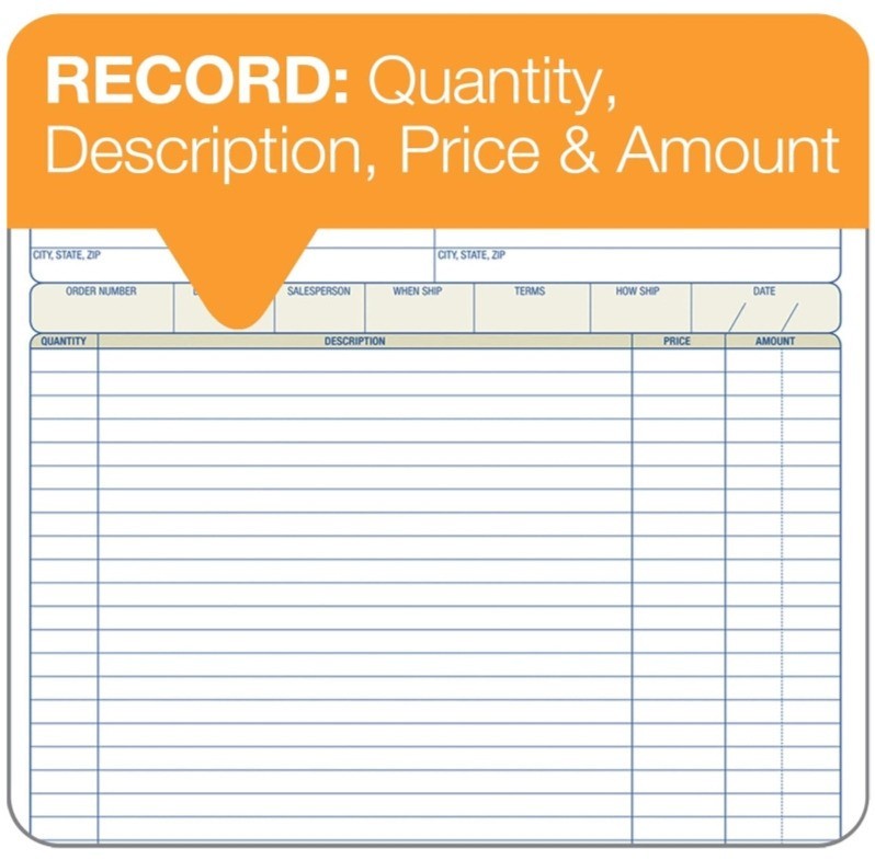 Adams Sales Order Book 2-Part Carbonless Invoice Receipt White Canary 50 Sets 1X