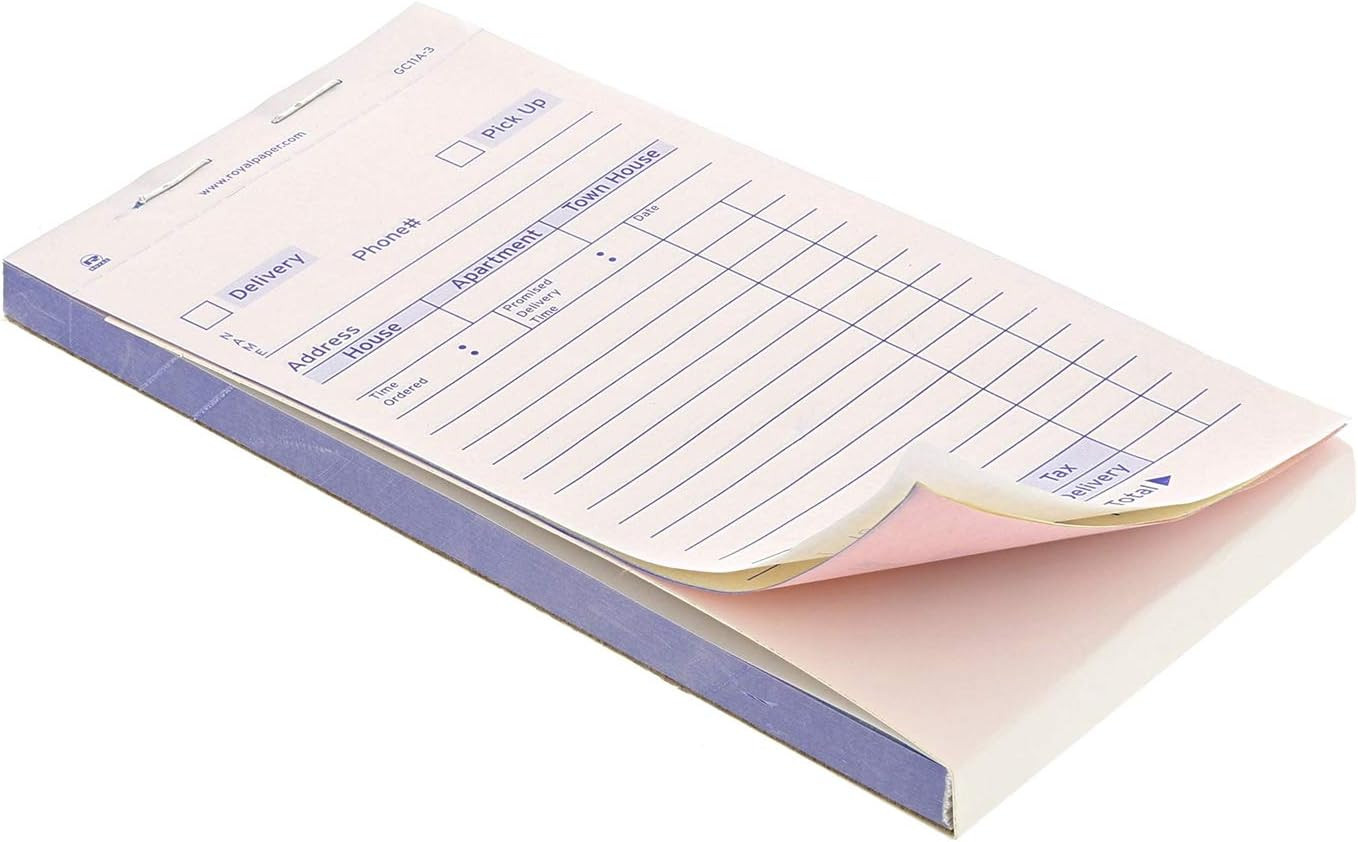 Amercare Guest Check Pad, 14 Lines, Three-Part Carbonless, 3.4 X 6.69, 50 Forms/